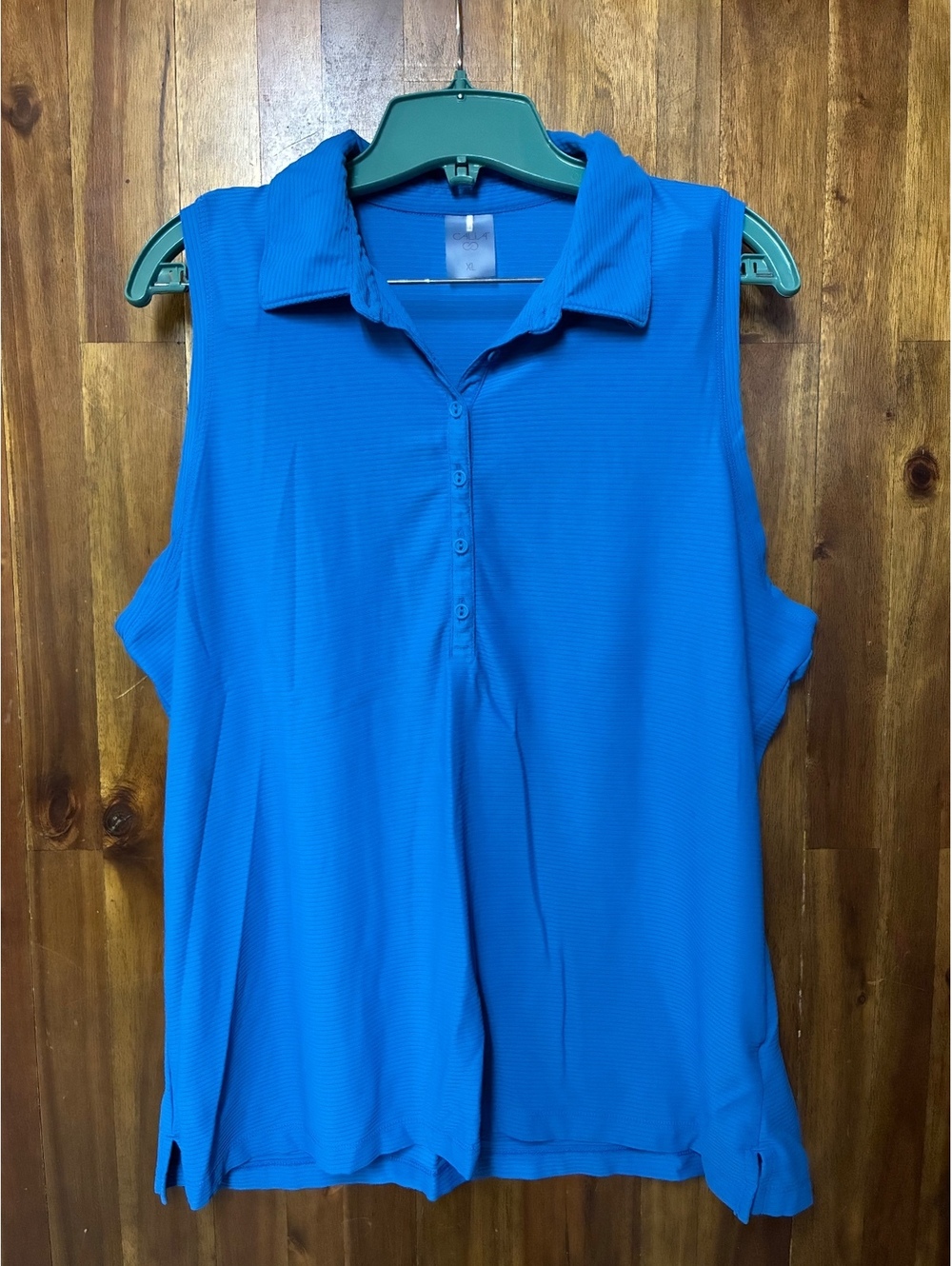 Calia XL Bright Blue Sleeveless Polo Top Textured Golf Tennis Coastal Sporty